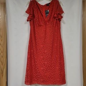 Chaps Pink/Coral Lace Overlay Sheath Dress Size 10 NWT